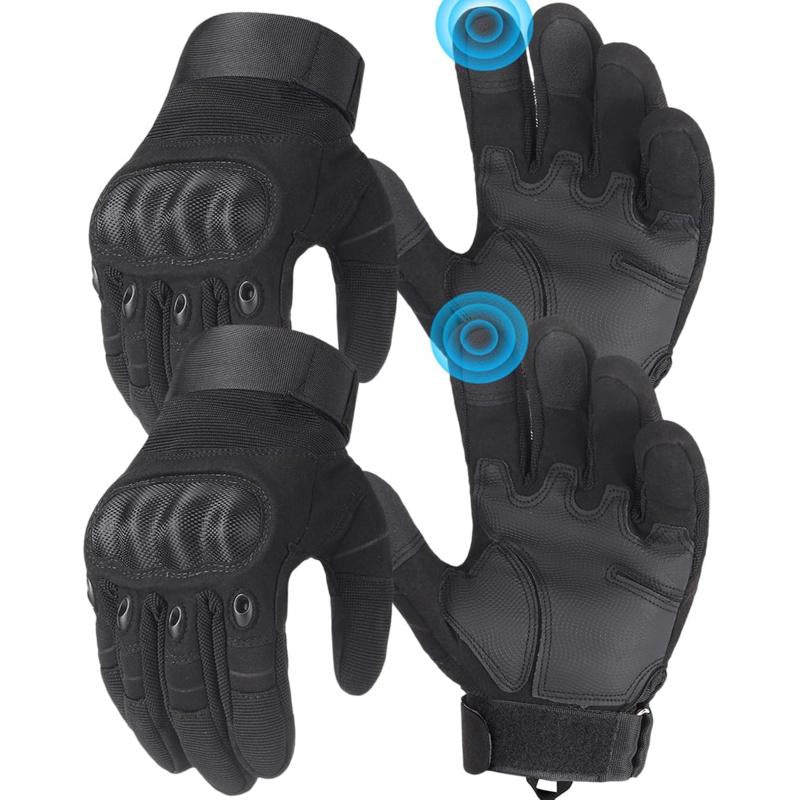 Hard Knuckle Touchscreen Tactical Gloves for Men - Premium Black Airsoft/Motorcycle Riding Gloves with Enhanced Finger Protection & Secure Grip - Best Value Bundle for Outdoor Sports