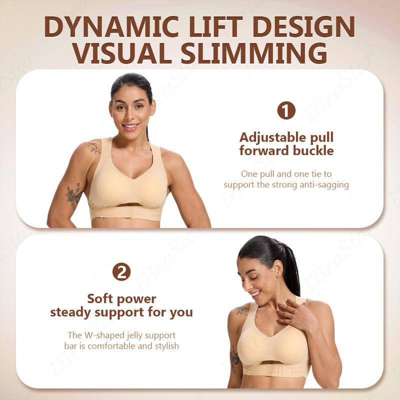【Postural Correction】Soft Breathable Wireless Sports Bra - Women'S Full Coverage, Non-Removable Moulded Cups | Beige Yoga Gym Daily Fitness Activewear