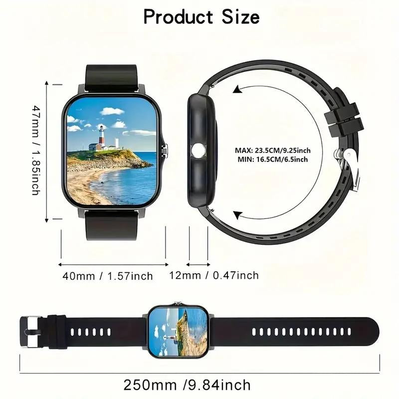 1.83-Inch Full Touch Screen Smartwatch | Message Reminders, Call Answering, Pedometer, Health Monitoring, Compatible with Iphone/Android, Alloy Case, Silicone Strap, Ideal Gift for Birthdays and Holidays.