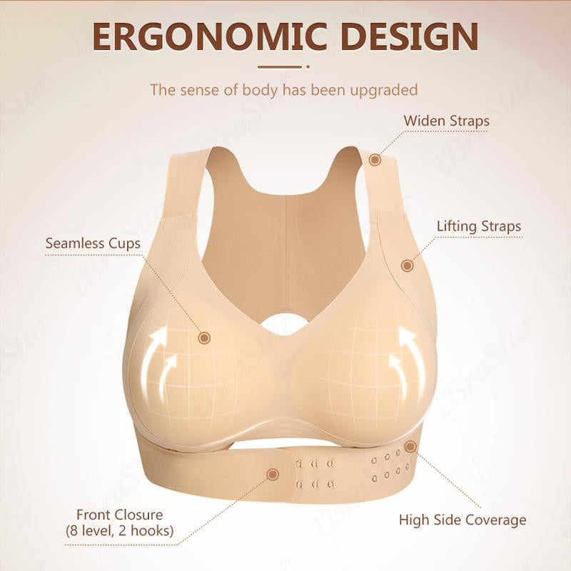 【Postural Correction】Soft Breathable Wireless Sports Bra - Women'S Full Coverage, Non-Removable Moulded Cups | Beige Yoga Gym Daily Fitness Activewear