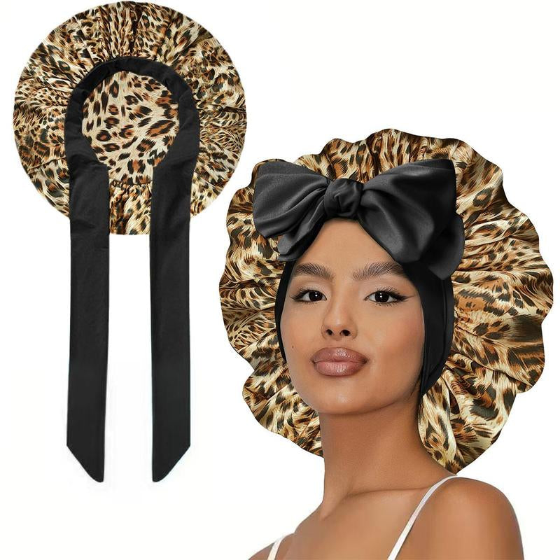 New Double Layer Satin Adjustable Bonnet with Tie Band Forsleeping Satin Lined Silk Skin Friendly Bonnets for Womennatural Curly Hair Ladies' Gift Haircareheatless