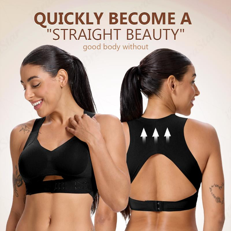【Postural Correction】Soft Breathable Wireless Sports Bra - Women'S Full Coverage, Non-Removable Moulded Cups | Beige Yoga Gym Daily Fitness Activewear