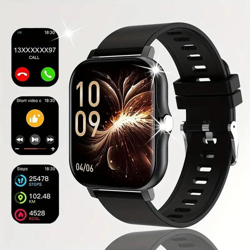 1.83-Inch Full Touch Screen Smartwatch | Message Reminders, Call Answering, Pedometer, Health Monitoring, Compatible with Iphone/Android, Alloy Case, Silicone Strap, Ideal Gift for Birthdays and Holidays.