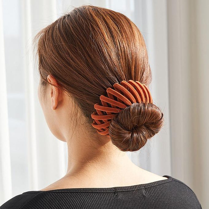 7Pcs Bohemian Style Bird Nest Magic Hair Clips Set, Elegant Hollow-Out round Plastic Hair Bun Accessories for Women, with Wedding Festival Hair Decor