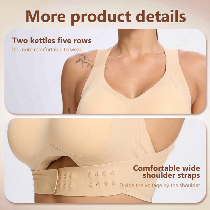 【Postural Correction】Soft Breathable Wireless Sports Bra - Women'S Full Coverage, Non-Removable Moulded Cups | Beige Yoga Gym Daily Fitness Activewear